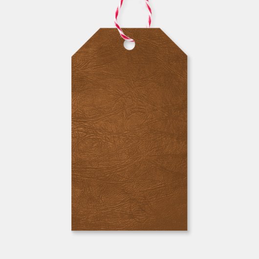 Bruin Koeienhuid leder textuur Cadeaulabel (Achterkant)