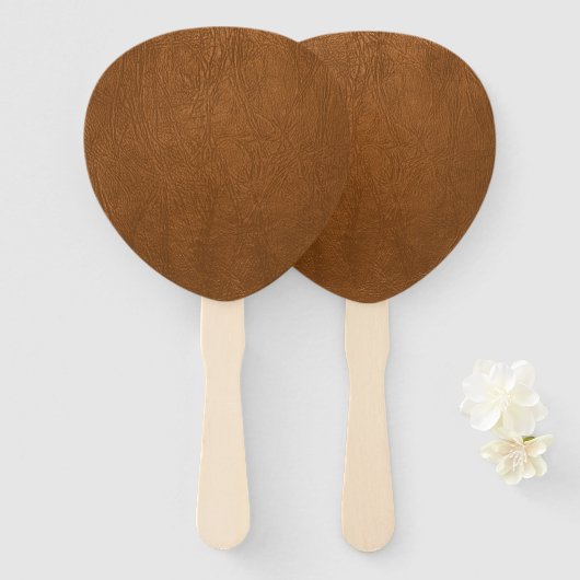 Bruin Koeienhuid leder textuur Handwaaier (Voorkant en achterkant)