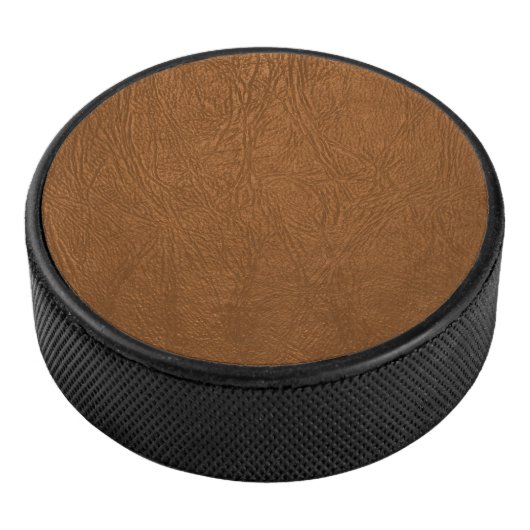 Bruin Koeienhuid leder textuur Hockey Puck (3/4)