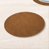 Bruin Koeienhuid leder textuur Ronde Kartonnen Onderzetter (Gebogen)