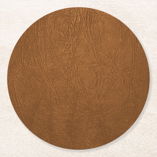 Bruin Koeienhuid leder textuur Ronde Kartonnen Onderzetter (Voorkant)