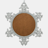 Bruin Koeienhuid leder textuur Tin Sneeuwvlok Ornament (Voorkant)