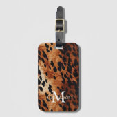 Bruin Koeienhuid Monogram Bagagelabel (Voorkant (verticaal))