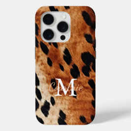 Bruin Koeienhuid Monogram iPhone 15 Pro Case