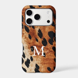 Bruin Koeienhuid Monogram iPhone 15 Pro Case