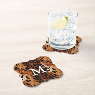 Bruin Koeienhuid Monogram Kartonnen Onderzetters