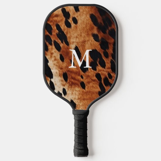 Bruin Koeienhuid Monogram Pickleball Paddle (Voorkant)