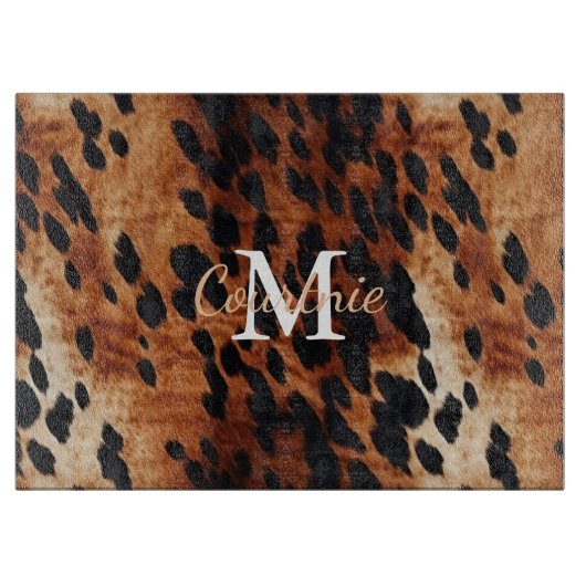 Bruin Koeienhuid Monogram Snijplank (Voorkant)