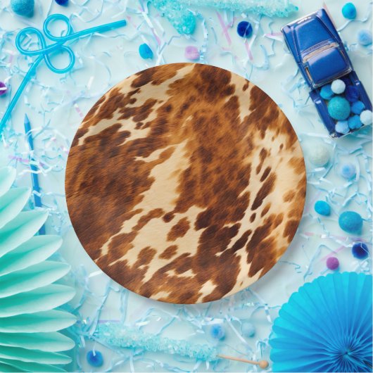 Bruin Koeienhuid Papieren Bordje (Feest)