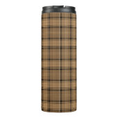 Bruin, Koffie, Zwarte Twills Plaid (Tartan) Patroo Thermosbeker (Achterkant)