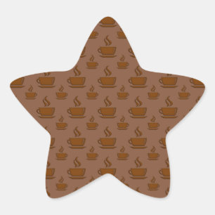 Bruin koffiekopje patroon ster sticker