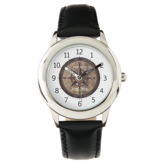  bruin kompas horloge (Voorkant)