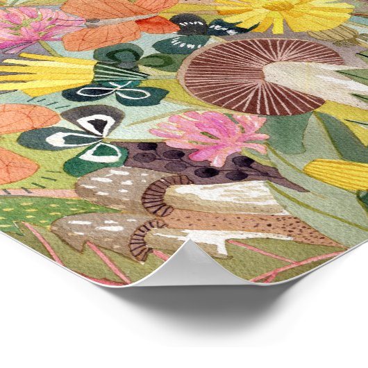 Bruin konijn en paardenbloemen poster (Hoek)