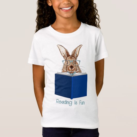 Bruin konijn lezen van een boek T-shirt (Voorkant)