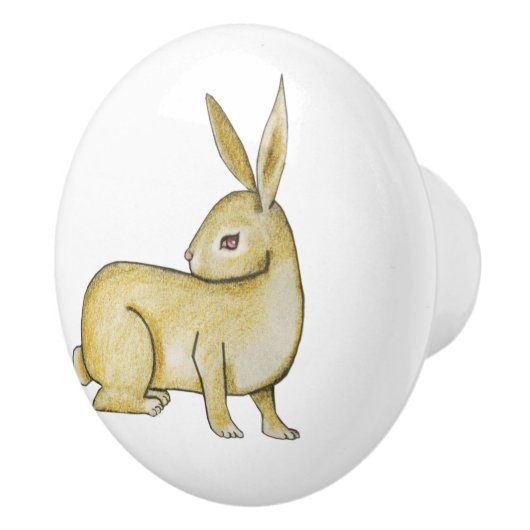 Bruin konijn op witte keramische knob keramische knop (Rechts)