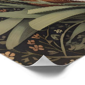 Bruin Konijn Rode Tulpen William Morris Geïnspiree Poster (Hoek)