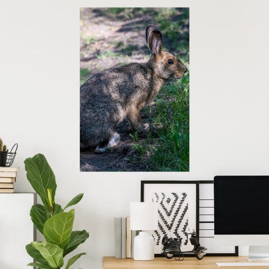 Bruin Konijn, Rust in Natuur Poster (Thuiskantoor)