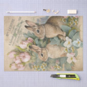 Bruin Konijnenkonijn Floral Shabby Franse Decoupag Tissuepapier (Craft)