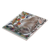 Bruin Konijnenkonijn Vogel Bloemenmuurschildering  Tegeltje (Zijkant)