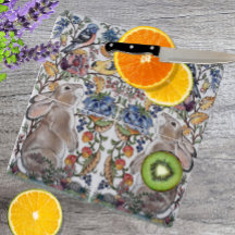 Bruin Konijnenkonijn Vogel  Jacobean Design