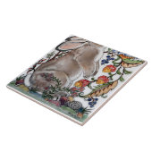 Bruin Konijnenvogeltje  Bloemenmuurschildering Bod Tegeltje (Zijkant)