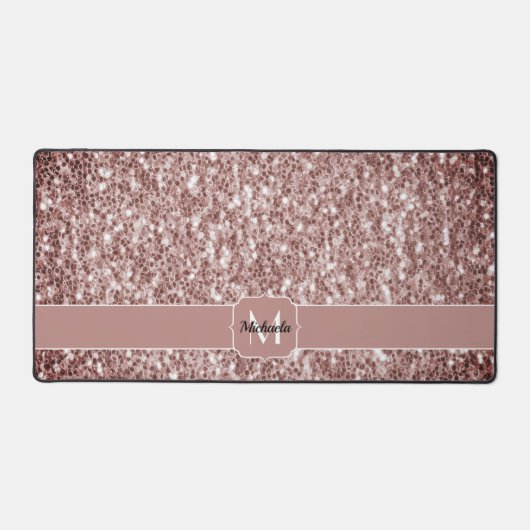 Bruin koraal glitter fonkelt Monogram Bureaumat (Voorkant)