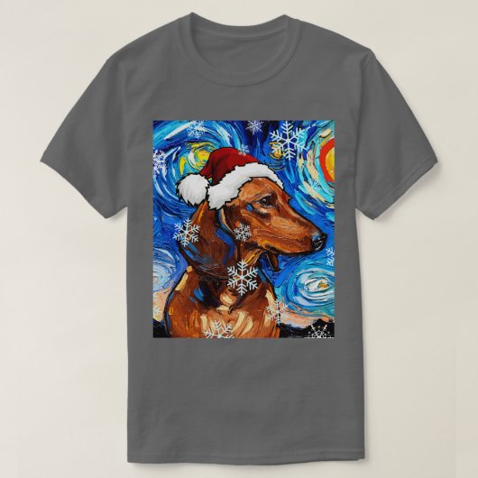 Bruin kort haar Dachshund Santa T-shirt (Design voorkant)