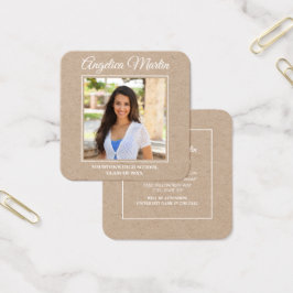 Bruin Kraft Afstudeerder Square Verticaal fotoprof Vierkante Visitekaartjes