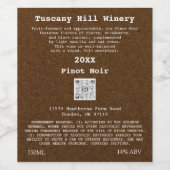 Bruin Kraft Effect Aangepaste QRCode LOGO Beschrij Wijn Etiket (Enkel label)