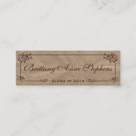 Bruin Kraft Paper Afstuderen Naam Kaart invoegen Contactkaartje