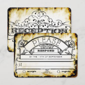 Bruin Kraft Paper Medieval Typography Wedding RSVP (Voorkant / Achterkant)