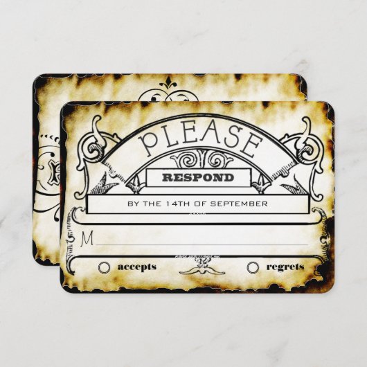Bruin Kraft Paper Medieval Typography Wedding RSVP (Voorkant / Achterkant)