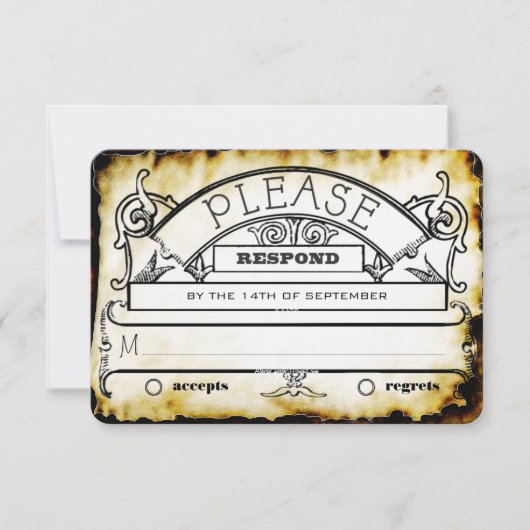 Bruin Kraft Paper Medieval Typography Wedding RSVP (Voorkant)