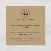 Bruin Kraft Paper Modern & minimalist Voeg Logo to Aanbevelingskaartje (Achterkant)