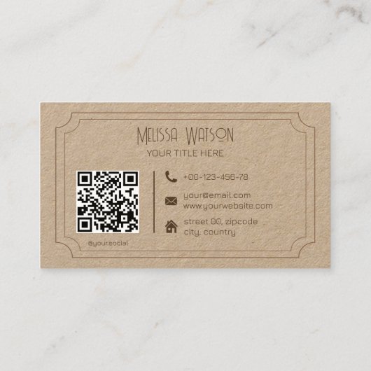  bruin kraft QR code boutique Visitekaartje (Achterkant)