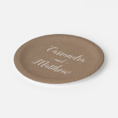 Bruin Kraft Wedding Country Rustiek Vrijgezellenfe Papieren Bordje (Gekanteld)