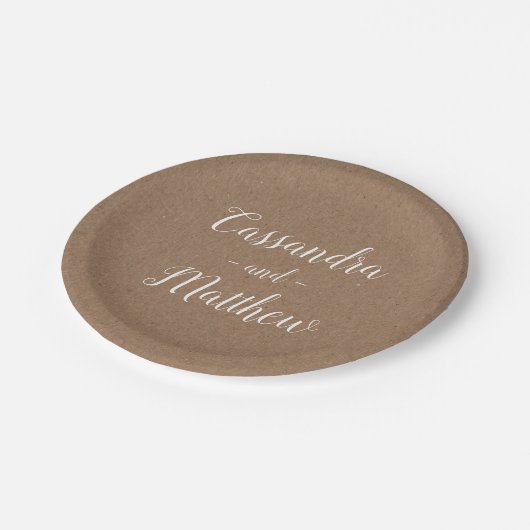 Bruin Kraft Wedding Country Rustiek Vrijgezellenfe Papieren Bordje (Gekanteld)