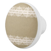 Bruin Kraftpapier-Document & Rustiek Wit Kant Keramische Knop (Rechts)