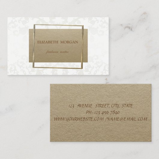  bruin kraftpapier, kant, Lijst Visitekaartje (Voorkant / Achterkant)