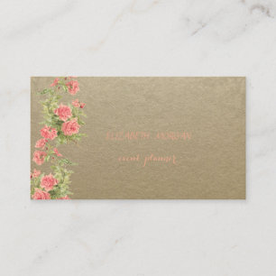 bruin kraftpapier, kant, Rozen Visitekaartje