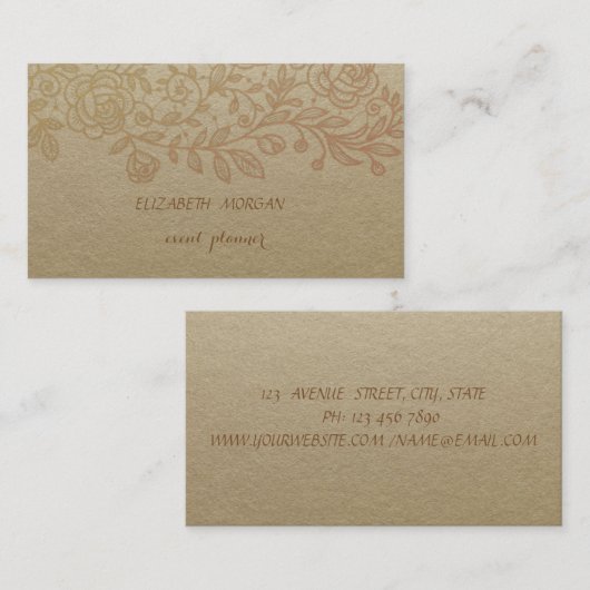  bruin kraftpapier, kant visitekaartje (Voorkant / Achterkant)