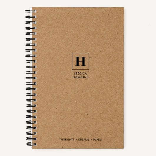 Bruin Kraftpapier Klassiek Monogram Notitieboek (Voorkant)