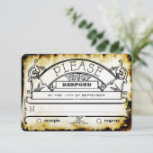 Bruin Kraftpapier Middeleeuwse Typografie Trouw RS RSVP Kaartje (Staand voorkant)