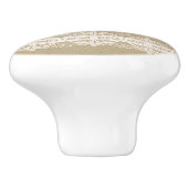 Bruin Kraftpapier & Rustieke Witte Kant Keramische Knop (Zijkant)