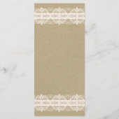 Bruin Kraftpapier & Rustieke Witte Kant Menu (Achterkant)