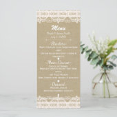 Bruin Kraftpapier & Rustieke Witte Kant Menu (Staand voorkant)