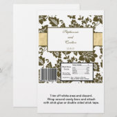 Bruin/Kreme Floral Damask Wedding Snoep Wrapper (Voorkant / Achterkant)