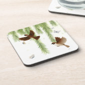 Bruin kruifmeel onder weepende wilde bladeren bier onderzetter (Linkerzijde)