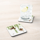 Bruin kruifmeel onder weepende wilde bladeren bier onderzetter (Rechterzijde)