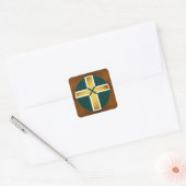 Bruin kruis met Blauwgroen achtergrond Stickers (Envelop)